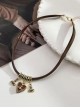 Brown Punk Lolita Sweet Cool Hottie Phnom Penh Heart Pendant Simple Versatile Collarbone Chain Necklace