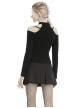 Punk Style Stand Collar One Shoulder Metal Chain Link Sexy Black Long Sleeves Halter Top T Shirt