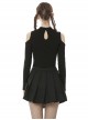 Punk Style Stand Collar Cool Metal Chain Cross Pin Pendant Hollow Chest Daily Black Short Sleeves Top