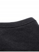 Punk Style Stand Collar Sexy Hollow Off Shoulder Metal Ring Zip Daily Black Long Sleeves T Shirt