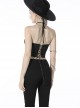 Punk Style Personalized Metal Cross Decorated Cross Strap Black Sexy Midriff Baring Halter Top