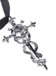 Punk Style Personalized Metal Cross Decorated Cross Strap Black Sexy Midriff Baring Halter Top