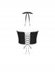 Punk Style Personalized Metal Cross Decorated Cross Strap Black Sexy Midriff Baring Halter Top