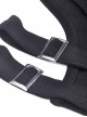 Punk Style Stand Collar Rebellious Hollow Metal Buckle Strap Sexy Black Long Sleeves Short Top
