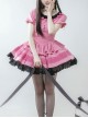 Sweet Whisper Series Black Pink Y2K Landmine Girl Ruffled Crew Neck Lace Sweet Lolita Fluffy Bowknot Short Sleeve Dress