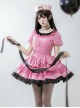 Sweet Whisper Series Black Pink Y2K Landmine Girl Ruffled Crew Neck Lace Sweet Lolita Fluffy Bowknot Short Sleeve Dress