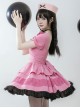 Sweet Whisper Series Black Pink Y2K Landmine Girl Ruffled Crew Neck Lace Sweet Lolita Fluffy Bowknot Short Sleeve Dress