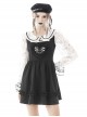 Gothic Style Cute Doll Collar Unique Moon Star Print Delicate Embroidery Lace Black Ruffle White Long Sleeves Shirt