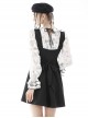 Gothic Style Cute Doll Collar Unique Moon Star Print Delicate Embroidery Lace Black Ruffle White Long Sleeves Shirt