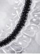 Gothic Style Cute Doll Collar Unique Moon Star Print Delicate Embroidery Lace Black Ruffle White Long Sleeves Shirt