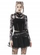 Punk Style High Collar Daily Personalized Gray Tie Dyed Lightweight Mesh Long Sleeves Slim Short Top