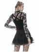 Punk Style High Collar Daily Personalized Gray Tie Dyed Lightweight Mesh Long Sleeves Slim Short Top
