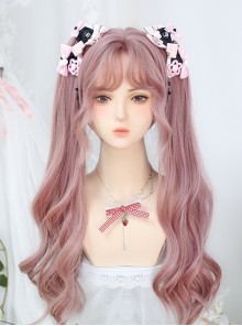 Sherbet Series Anime Feel Side Parted Bang Sweet Lolita Tiger Mouth Clip Double Ponytail Long Curly Simulation Wig