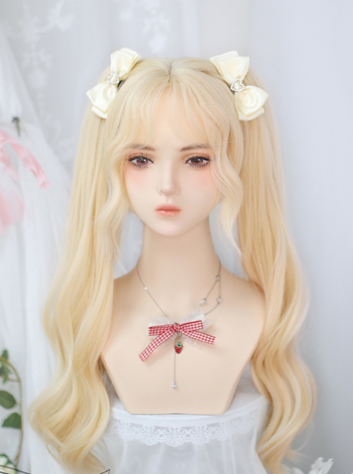 Sherbet Series Anime Feel Side Parted Bang Sweet Lolita Tiger Mouth Clip Double Ponytail Long Curly Simulation Wig