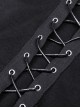 Punk Style Stand Collar Sexy Hollow On The Chest Leather Cross Straps Black Long Sleeves Short Top