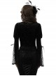 Gothic Style Luxury Velvet Exquisite Lace Stitching Drawstring Straps Elegant Black Trumpet Sleeves Top