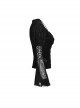 Gothic Style Luxury Velvet Exquisite Lace Stitching Drawstring Straps Elegant Black Trumpet Sleeves Top