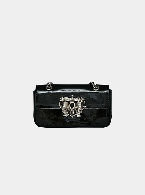 Heart Of Carat Series Rich Lady Bowknot Diamond Hardware Buckle Underarm Chain Crossbody Sweet Lolita Small Square Bag