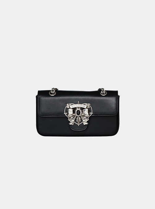 Heart Of Carat Series Rich Lady Bowknot Diamond Hardware Buckle Underarm Chain Crossbody Sweet Lolita Small Square Bag