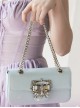 Heart Of Carat Series Rich Lady Bowknot Diamond Hardware Buckle Underarm Chain Crossbody Sweet Lolita Small Square Bag