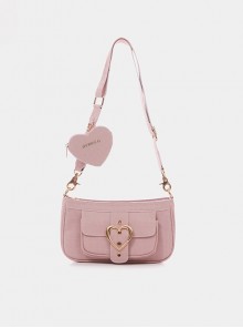 Night Flight Series Stylish Crocodile Leather Texture Kawaii Fashion Underarm Bag Heart Shape Coin Purse