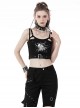 Punk Style Cool Devil Fish Print Personalized Hollow Metal Buckle Sexy Black Suspender Short Top