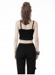Punk Style Cool Devil Fish Print Personalized Hollow Metal Buckle Sexy Black Suspender Short Top
