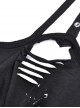 Punk Style Cool Devil Fish Print Personalized Hollow Metal Buckle Sexy Black Suspender Short Top