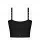 Punk Style Cool Devil Fish Print Personalized Hollow Metal Buckle Sexy Black Suspender Short Top