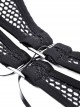 Punk Style Rebel Lace Unique Splicing Detachable Sleeves V Shaped Hollow Chest Cool Black Slim Top