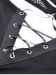 Punk Style Rebel Lace Unique Splicing Detachable Sleeves V Shaped Hollow Chest Cool Black Slim Top