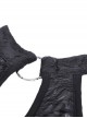 Gothic Retro Metal Buckle Knitted Tattered Design Decadent Black Long Trumpet Sleeves Short Top