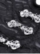 Gothic Retro Metal Buckle Knitted Tattered Design Decadent Black Long Trumpet Sleeves Short Top