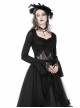 Gothic Style Exquisite Lace Splicing Waist See Through Retro Elegant Black Mesh Long Sleeves Top