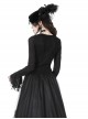 Gothic Style Exquisite Lace Splicing Waist See Through Retro Elegant Black Mesh Long Sleeves Top