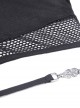 Punk Style Stand Collar Cool Unruly Irregular Hollow Unique Mesh Splicing Sexy Black Long Sleeves Top