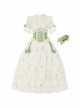 Light Green Fresh Lace Edward Collar Elegant Spring Campanula Phalaenopsis Print Imperial Dress Classic Lolita Dress