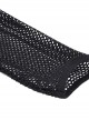 Punk Style Rebellious Girl Leather Cross Strap Mesh Lace Black Slim Suspender Long Sleeves Top