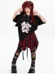 Trial Record Series Dark Punk Hottie Subculture Y2K Irregular Spliced Black Belt High Waist Red Black Plaid Skirt