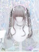 Singer Series Punk Style Pink Gray Highlights Simulation Flat Bangs Big Curly Long Hair Sweet Lolita Wig