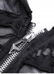 Punk Style Decadent Ripped Sexy Hollow Strapless Backless Cross Strap Black Hooded Long Sleeves Top