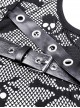 Punk Style Rebellious Rock Skull Pattern Hollow Sexy See Through Leather Strap Black Long Sleeves Hoodie Top