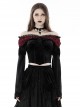 Gothic Style Luxury Velvet Exquisite Red Lace Cross Straps Elegant One Shoulder Black Trumpet Sleeves Top