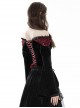 Gothic Style Luxury Velvet Exquisite Red Lace Cross Straps Elegant One Shoulder Black Trumpet Sleeves Top