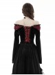 Gothic Style Luxury Velvet Exquisite Red Lace Cross Straps Elegant One Shoulder Black Trumpet Sleeves Top