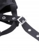 Punk Style Cross Leather Strap V Shaped Chest Hollow Sexy Off Shoulder Metal Buckle Black Long Sleeves T Shirt