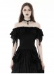 Gothic Style Elegant Sexy One Shoulder Irregular Lace Cuffs Retro Black Shredded Sleeves Elastic Top