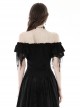 Gothic Style Elegant Sexy One Shoulder Irregular Lace Cuffs Retro Black Shredded Sleeves Elastic Top