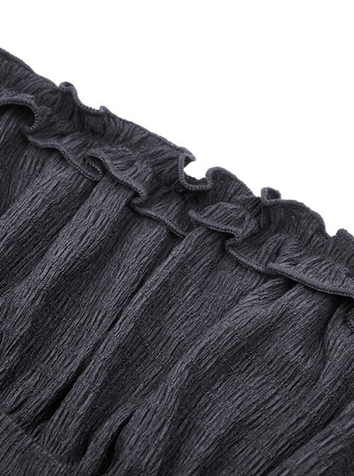 Gothic Style Elegant Sexy One Shoulder Irregular Lace Cuffs Retro Black Shredded Sleeves Elastic Top
