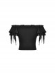 Gothic Style Elegant Sexy One Shoulder Irregular Lace Cuffs Retro Black Shredded Sleeves Elastic Top
